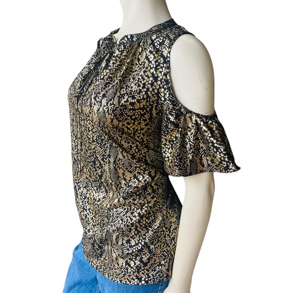 Michael Kors Snakeskin-Print Cold-Shoulder Top Blouse - Picture 8 of 11